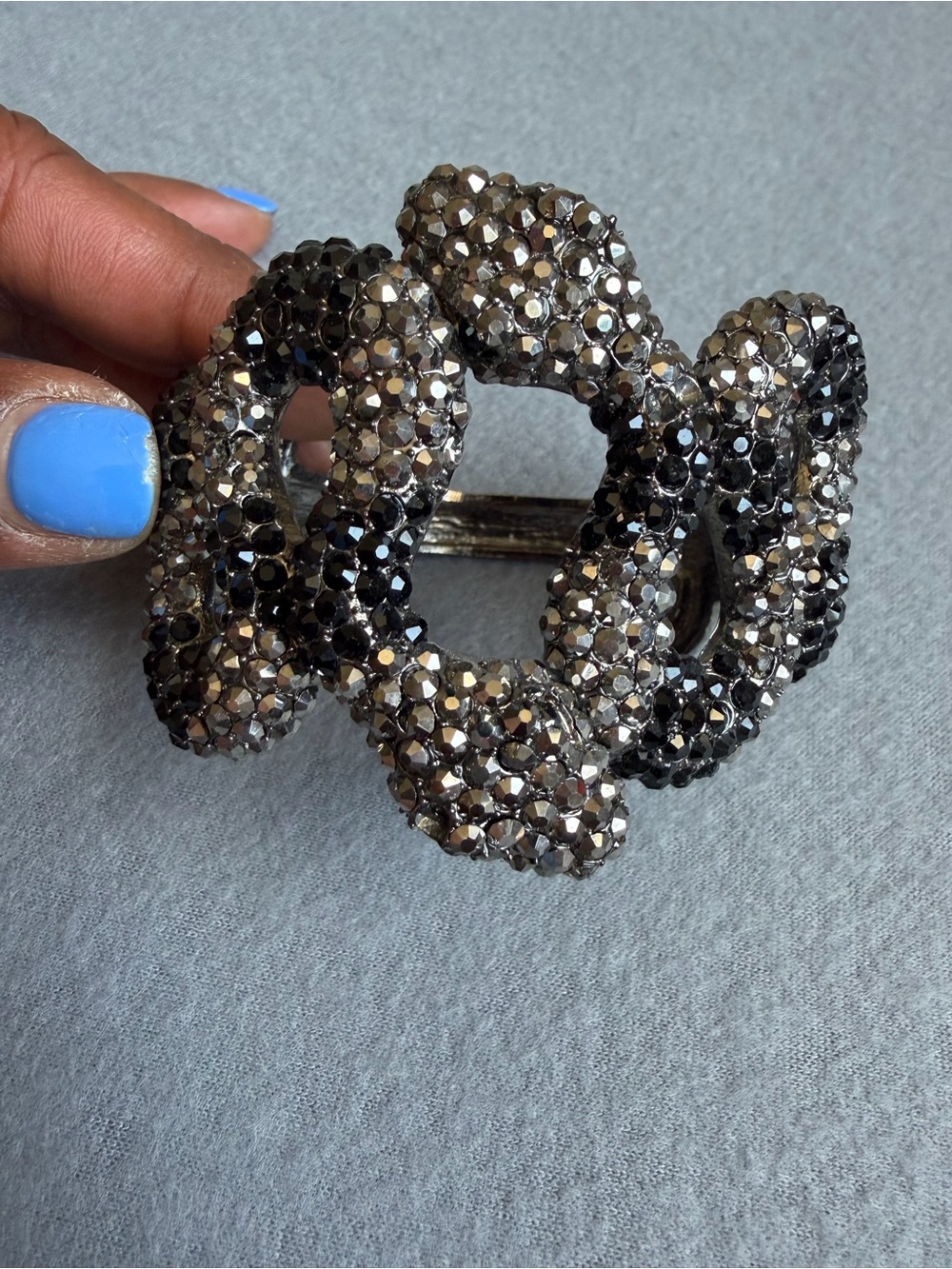 Rhinestone Black and Silver snake bracelet.